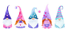 Nordic Gnomes Watercolor Illustration, Scandinavian Elf, Troll, Love Day Illustration, Valentine Day Graphics, Character Cartoon Design, Holiday Clip Art