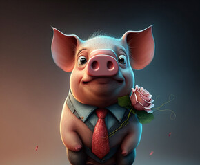 Wall Mural - Cute Piglet Portrait