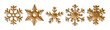 Set of golden snowflakes on a transparent background - digital illustration.