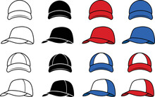 Baseball Hat Clipart - Outline, Silhouette & Color
