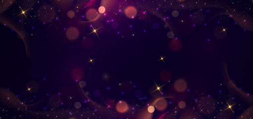 Wall Mural - abstract elegant bokeh on dark purple background with lighting effect and sparkle for celebration ch