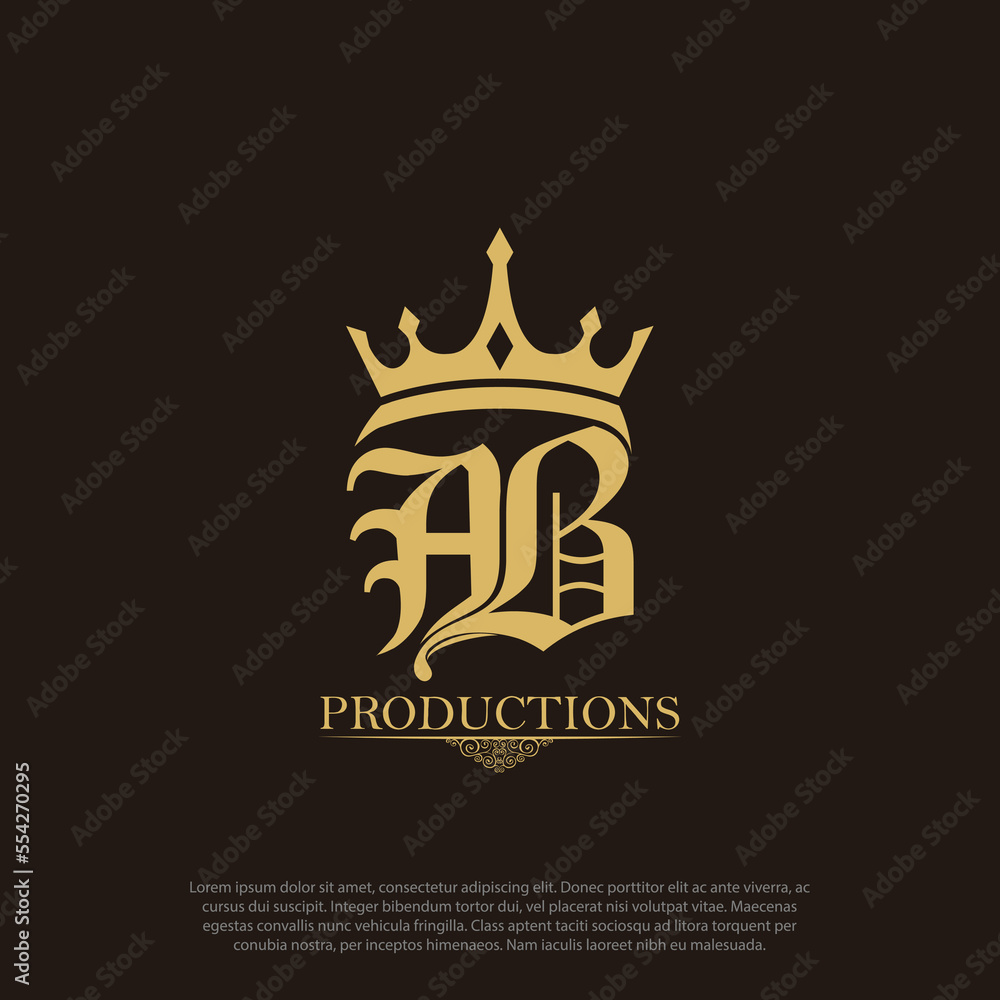 Royal Luxury Letter AB OR BA King with Gold Crest Crown logo collection ...