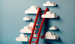 © IBEX.Media - goal reching concept with red ladder reaching the clouds