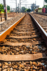 Wall Mural - Close-up of the railway in Taiwan. It has a strong sense of perspective.