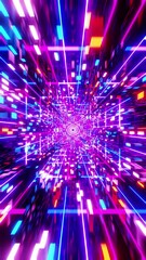 Canvas Print - Vj Loop Blue Neon Disco Tunnel Vertical looped video