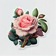 Abstract rose flower sticker. Digital illustration. Generative AI