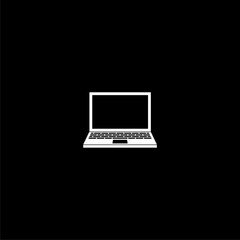Wall Mural - Modern laptop computer logo design icon isolated on dark background