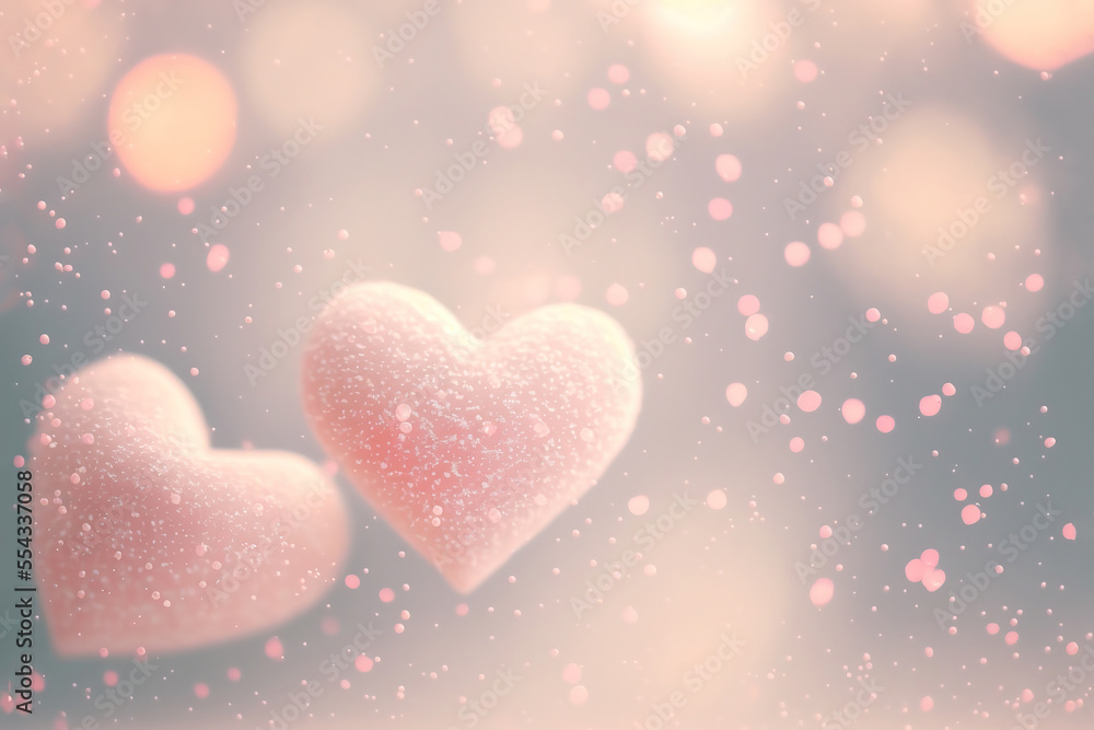 soft pastel pink heart with abstract background and glitter glow shine ...
