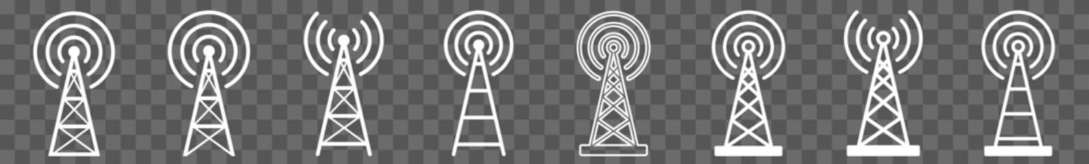 Wall Mural - antenna tower icon white communication antenna tower set | antenna tower icon radio vector illustrat