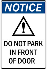 Poster - Parking-no parking sign do not park in front of door