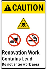 Renovation work area sign and labels