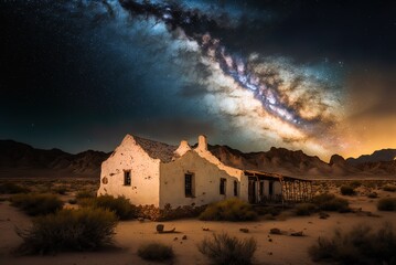 Wall Mural - Terlingua, Texas's ghost town, under the milky way Generative AI