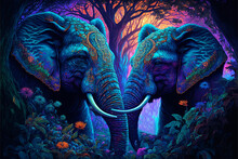 Psychedelic Elephants Generative AI