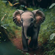 Adorable Baby Elephant In The Jungle