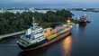 © Darunrat - Aerial view oil ship tanker park at refinery port for transfer crude oil to oil refinery, Refinery industry cargo ship fuel for global business logistic transport.