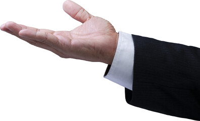 Wall Mural - Businessman use hands to receive something on white background, Businessman hand on a white background PNG file.