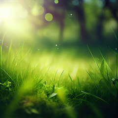 Wall Mural - Generative AI : nature grass landscape