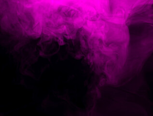 Wall Mural - Abstract background of chaotically mixing puffs of purple smoke on a dark background