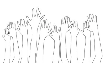 hands of the person. Hands up line art vector.