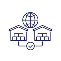 Wall Mural - Global sourcing line icon, vector