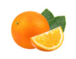 orange fruit with leaf  isolated on transparent png
