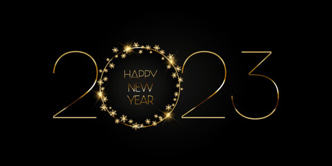 Poster - Gold and black Happy New Year banner design