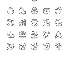 Wall Mural - Passion fruit. Maracuya. Exotic tropical fruit. Food shop, supermarket. Menu for cafe. Pixel Perfect Vector Thin Line Icons. Simple Minimal Pictogram