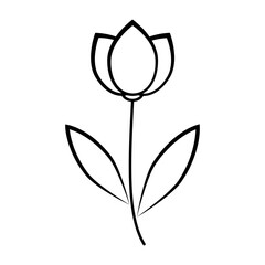 Wall Mural - Tulip flower line icon. Tulip blooms icon  on white background. 