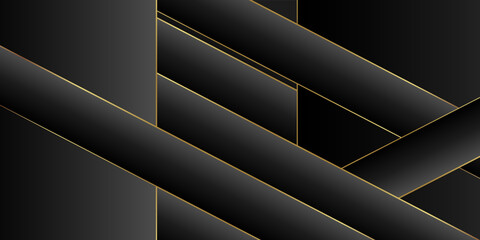 Wall Mural - Abstract black background, diagonal lines and strips, vector illustration. 3D illustration.