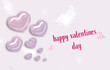 Pink, lilac glass hearts, pink, purple tulle on pink isolated background with i love you, happy valentines day message 