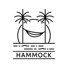 Poster - hammock on tropical island beach vacation monoline style design