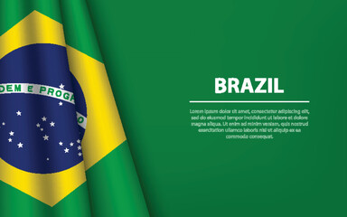 Poster - Wave flag of Brazil with copyspace background.