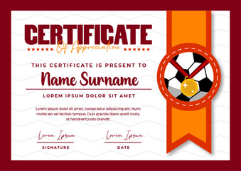 Football tournament sport event certificate design template easy to customize