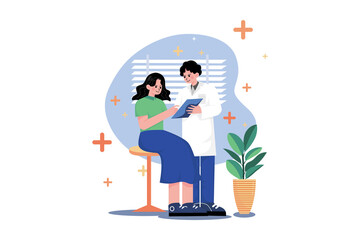 Routine health checkup Illustration concept on white background