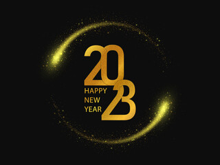 Wall Mural - 2023 Happy New Year background. Gold glitter numbers. Vector banner