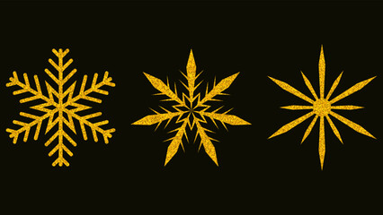 Wall Mural - Set of golden snowflakes. Christmas, new year design. Vector illustration