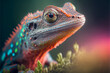 The colorful lizard close-up made with Generative AI