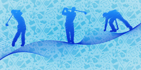 Golf abstract lines with wave design. Creative sport concept. Art vector graphic for brochures, flyers, presentations, logo, print, website, poster, banner, templates, background, social media.