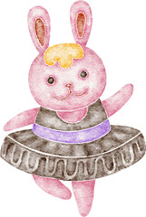 Aufkleber - Bunny ballerina animal character illustration