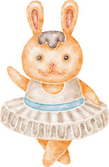 Aufkleber - Bunny ballerina animal character illustration