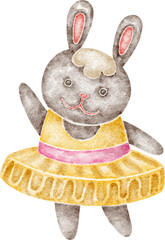Aufkleber - Bunny ballerina animal character illustration