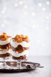 Leinwandbild Motiv Christmas dessert with gingerbread cookies and pears