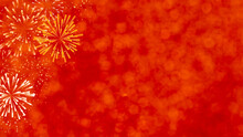 Abstract Group Of Fireworks Explosion On Red Background With Space For Chinese Happy New Year Celebrate 2023