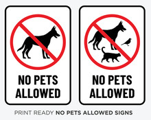 No Pets Allowed This Area Print Ready Sign Vector