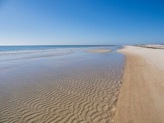 Wall Mural - Calm blue sky summer  day on the Gulf of Mexico beach on St George Island in the panhandle or Forgotten Coast area of Florida in the United States