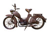Old motorcycle from GDR - German democratic republic- rusty and broken on transparent background