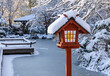 Weißer Winter in München, Westpark: Erholung, Freizeit im Schnee - Spaziergang in der schönen kalten Stadtlandschaft, Blick auf den vereisten See am japanischen Garten