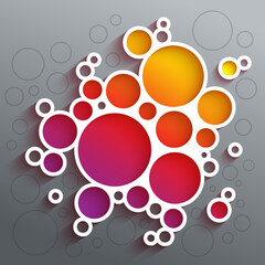 Poster - Infographics white meatball diagram with colorful circles and shadow on grey background