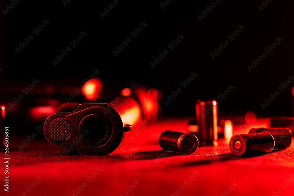 Crime scene of a hanggun with empty shell casings. Stock Photo | Adobe ...