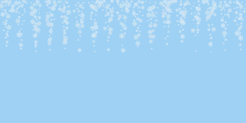 Wall Mural - Beautiful Christmas background with various complex snowflakes on blue. Modern flat design. Holiday Wallpaper. Winter infinite background. Snowflakes seamless pattern. Vector illustration